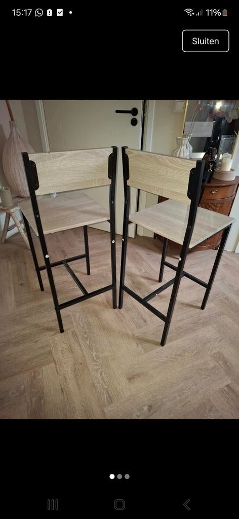 Barstoel barkruk twee stuks, Huis en Inrichting, Barkrukken, 2 krukken, Ophalen, Hout, 60 tot 90 cm