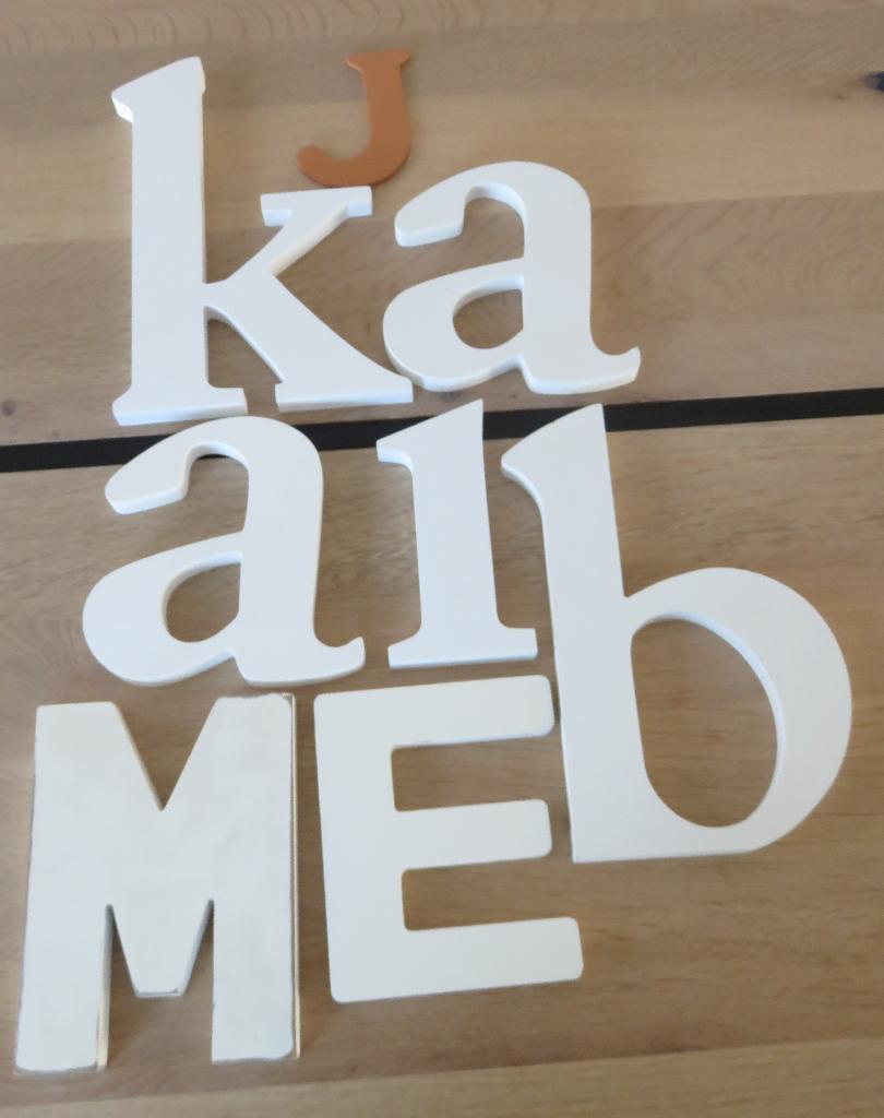 7 houten letters, Ophalen of Verzenden, Gebruikt