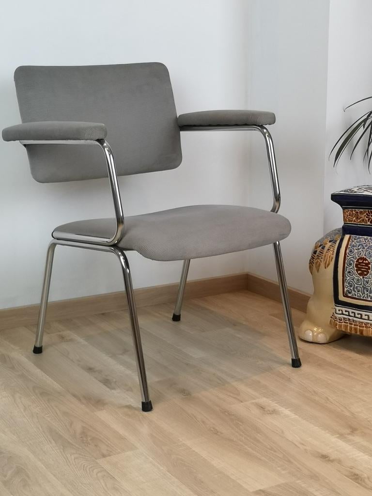 Vintage buisframe stoelen, Ophalen, Gebruikt, Blauw, Stof