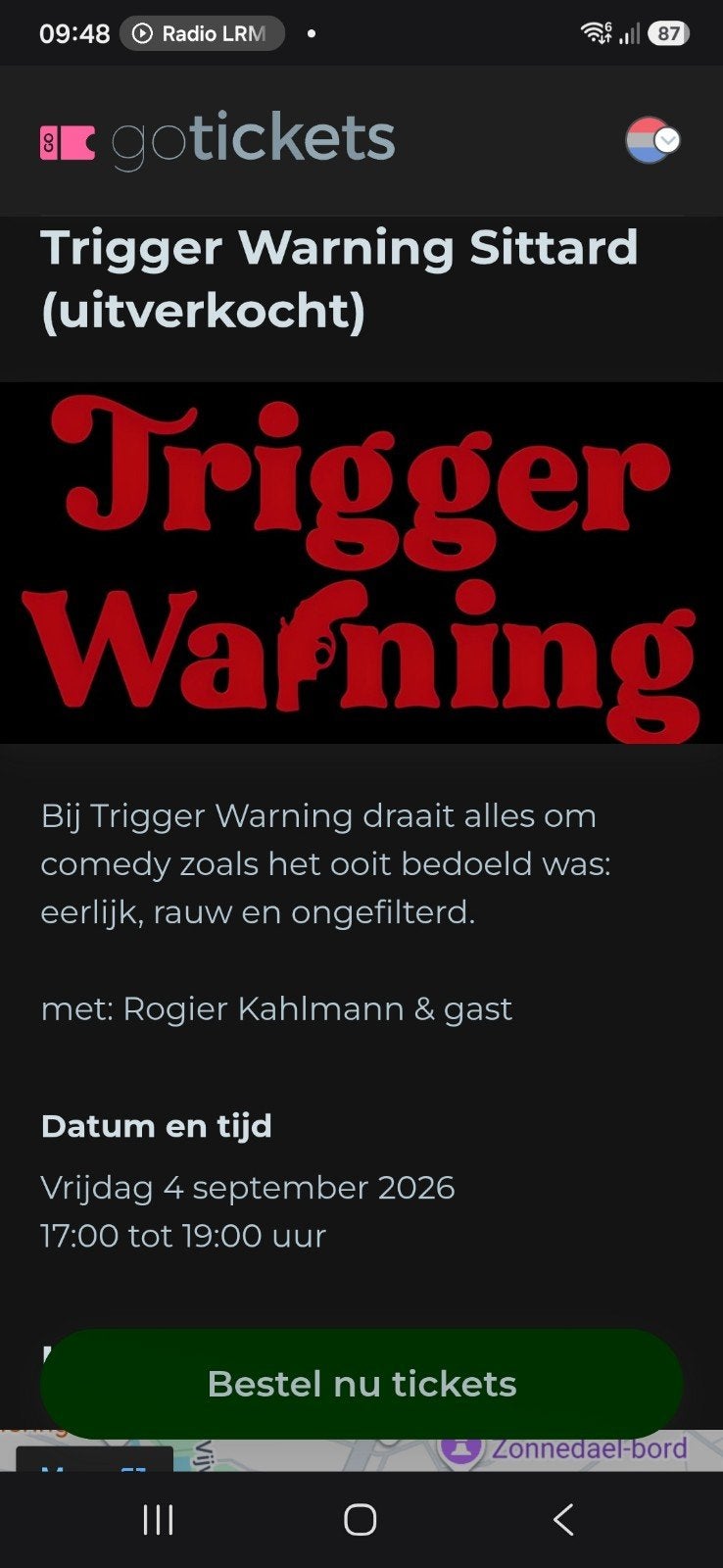 2 kaartjes Triggerwarning Rogier Kahlmann 4 september 17:00, Twee personen, September