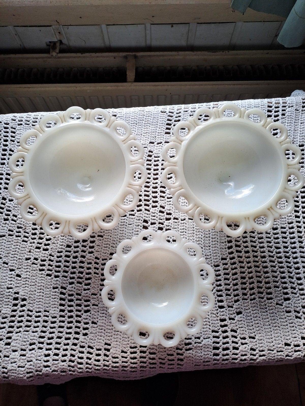 Set van 3 Vintage Melkglas Bonbonschaaltjes, Antiek en Kunst, Ophalen of Verzenden