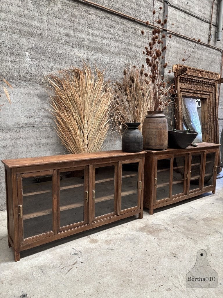 Set van twee unieke jaren 30 vitrine winkelkasten, Ophalen of Verzenden