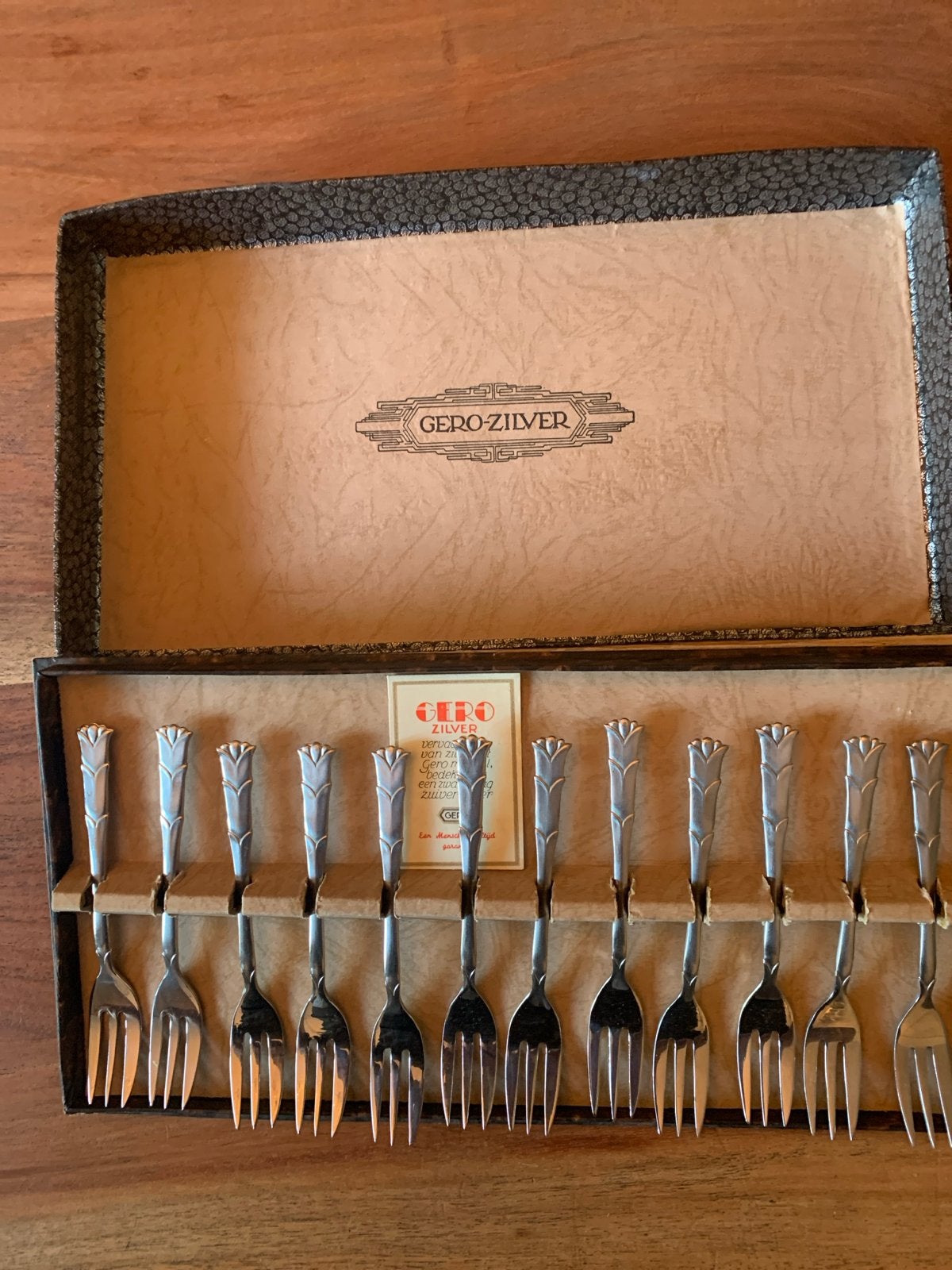 Gero-zilver gebaksvorkjes set in originele doos, Ophalen of Verzenden