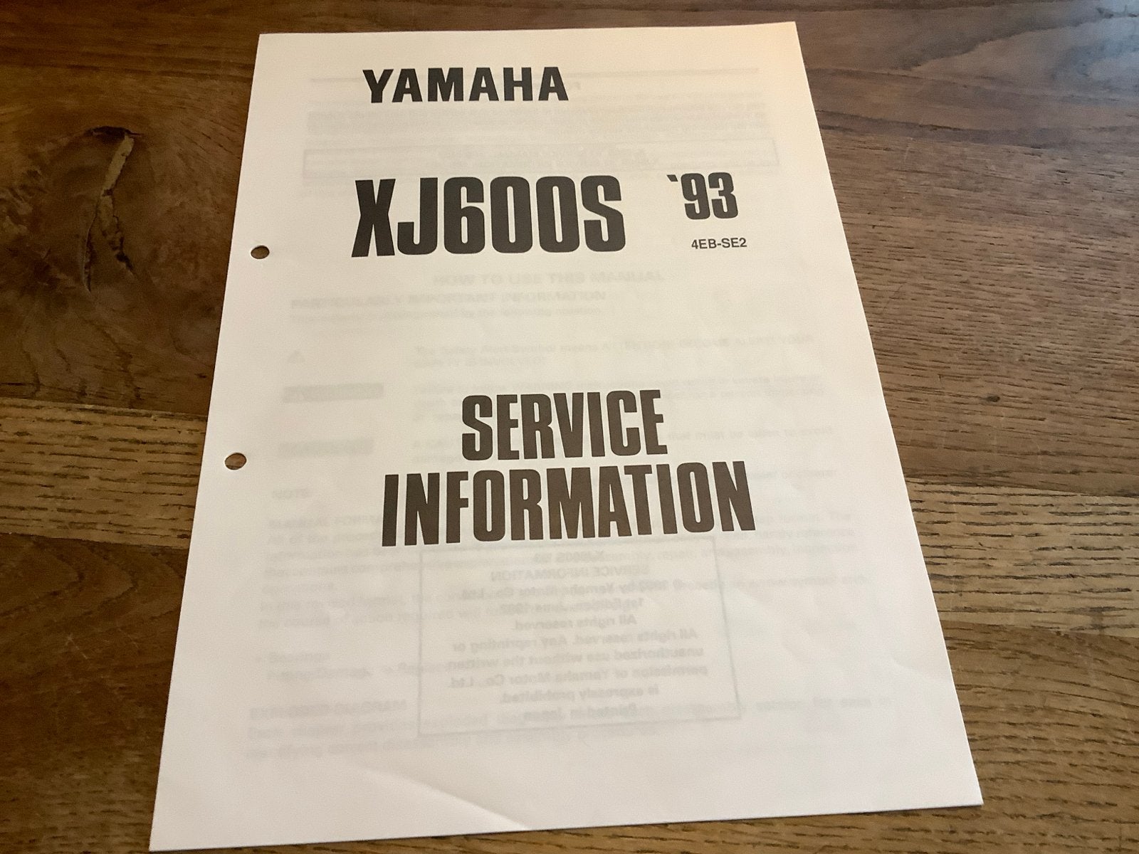 Yamaha XJ600S '93 Service Informatie Handleiding.  (249), Verzenden, Yamaha