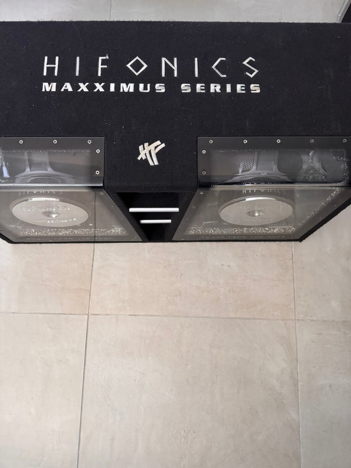 Hifonics subwoofer 2 x 12” (30cm) in kist, Ophalen, Gebruikt