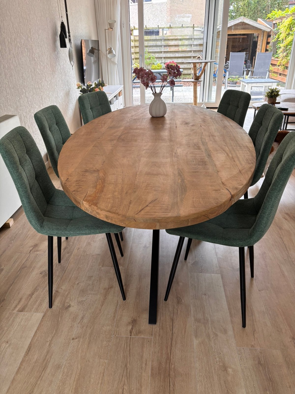 Ovale Mango Houten Eettafels nieuw., 100 tot 150 cm, Ophalen of Verzenden, Zo goed als nieuw, Vijf personen of meer
