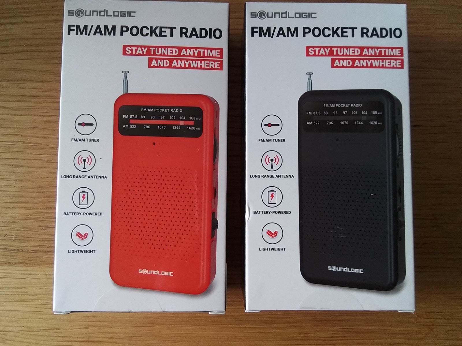 SoundLogic FM/AM Pocket Radio - Rood en Zwart, Ophalen of Verzenden, Nieuw