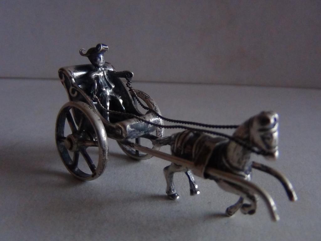 Miniatuur zilver EX1 koets + paard zilveren miniaturen, Antiek en Kunst, Antiek | Goud en Zilver, Verzenden, Zilver