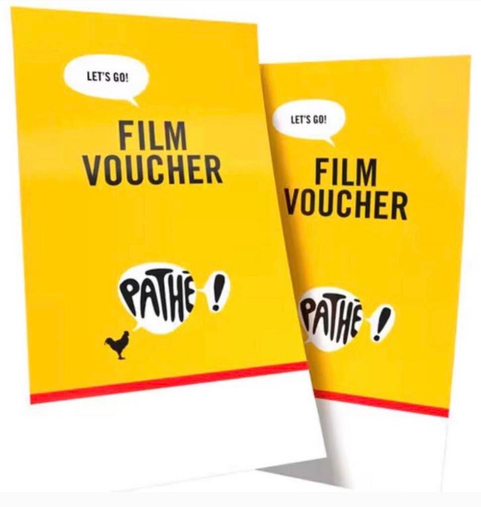 Pathe vouchers alle dagen geldig tot april 2027!, Tickets en Kaartjes, Drie personen of meer, Vrijkaartje alle films