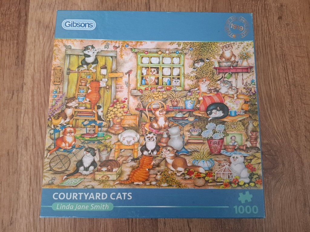 Courtyard Cats - GIBSONS Puzzel - 1000 Stukjes, Ophalen of Verzenden, 500 t/m 1500 stukjes, Zo goed als nieuw, Legpuzzel