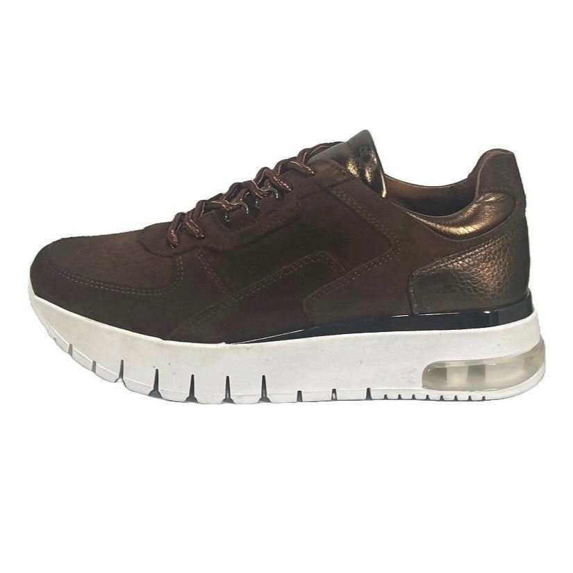 AQA maat 40 lerensneaker bruin / metalic - gratis verzenden, Bruin, AQA, Info@aqa-shoes.nl, Sneakers of Gympen