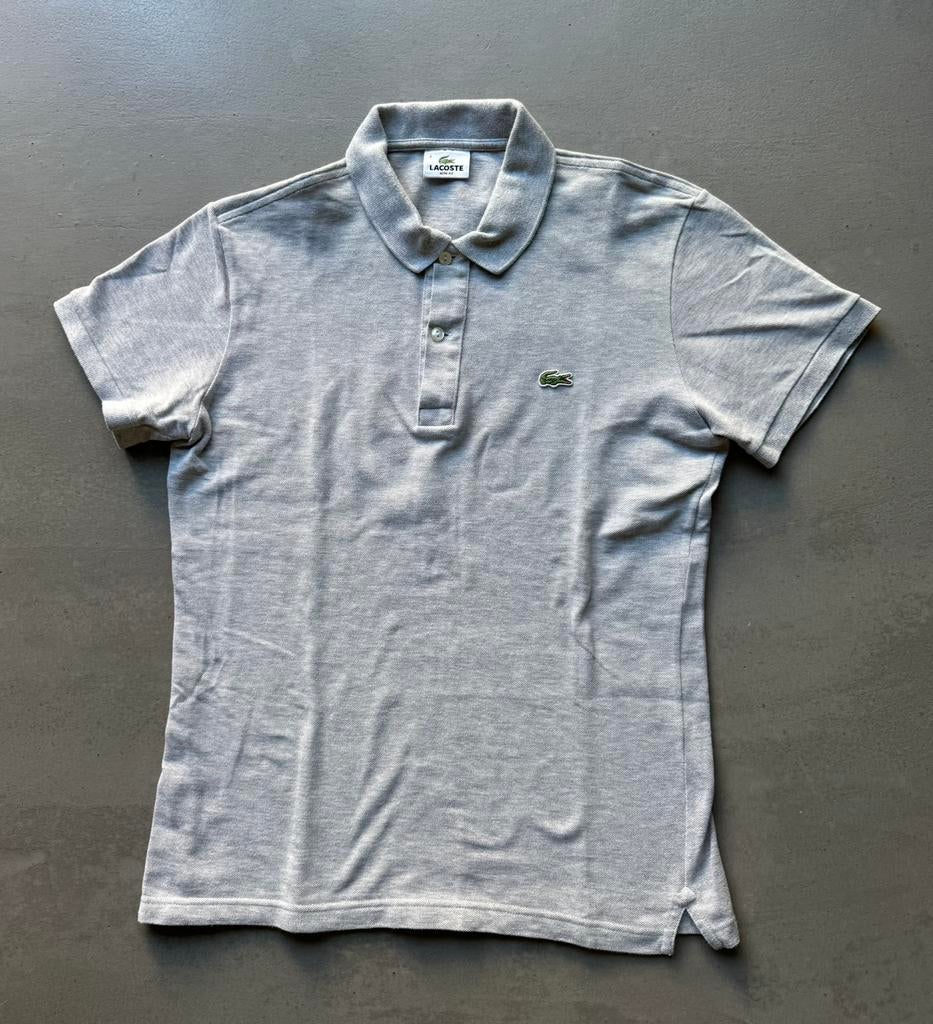 Lacoste slim fit polo grijs melange maat 4/M 100% katoen, Ophalen of Verzenden, Gedragen, Maat 48/50 (M), Grijs