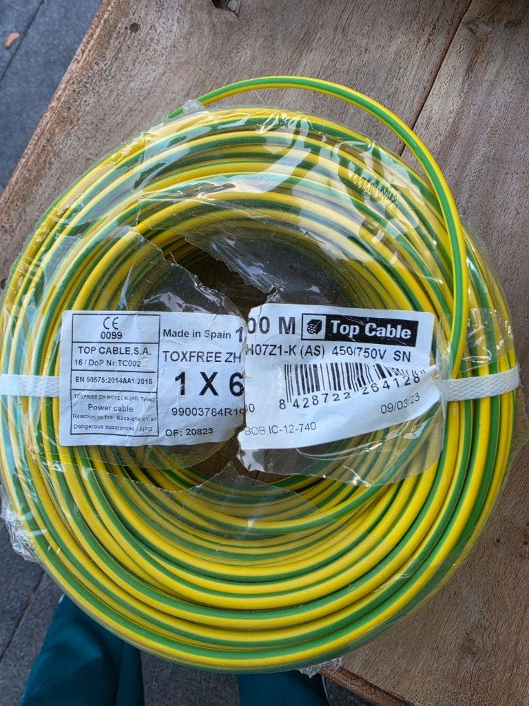 90 meter Toxfree aarddraad 6 mm² – ongebruikt, Doe-het-zelf en Verbouw, Ophalen of Verzenden, Nieuw, Overige merken, Kabel of Snoer
