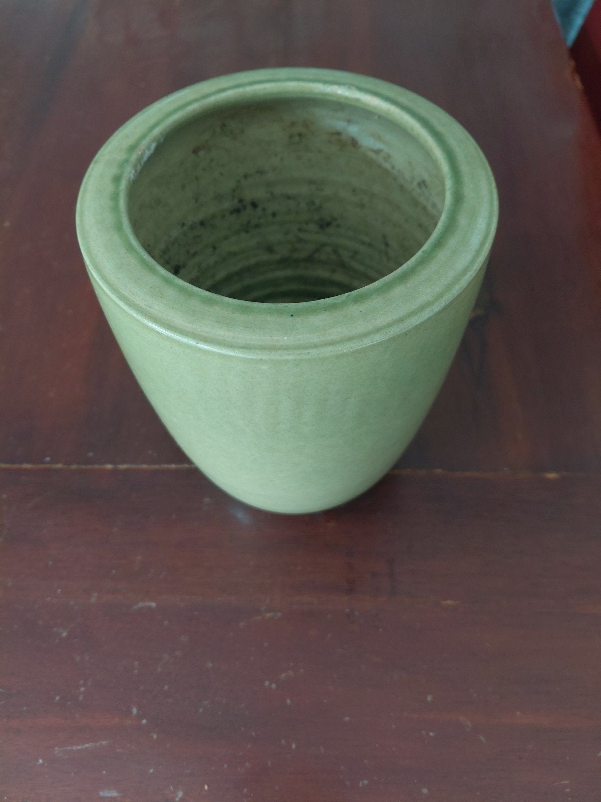 Te koop groene bloempot, Tuin en Terras, Ophalen, Gebruikt, Rond, Aardewerk