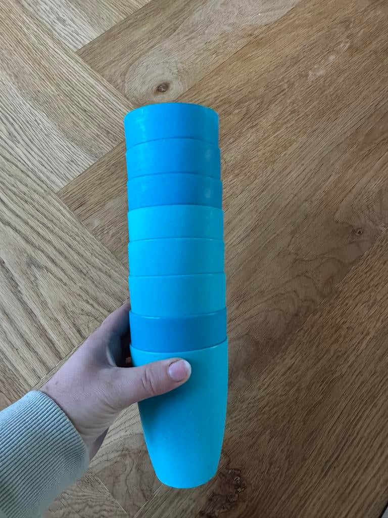 Set van blauwe plastic bekers, Ophalen of Verzenden, Gebruikt