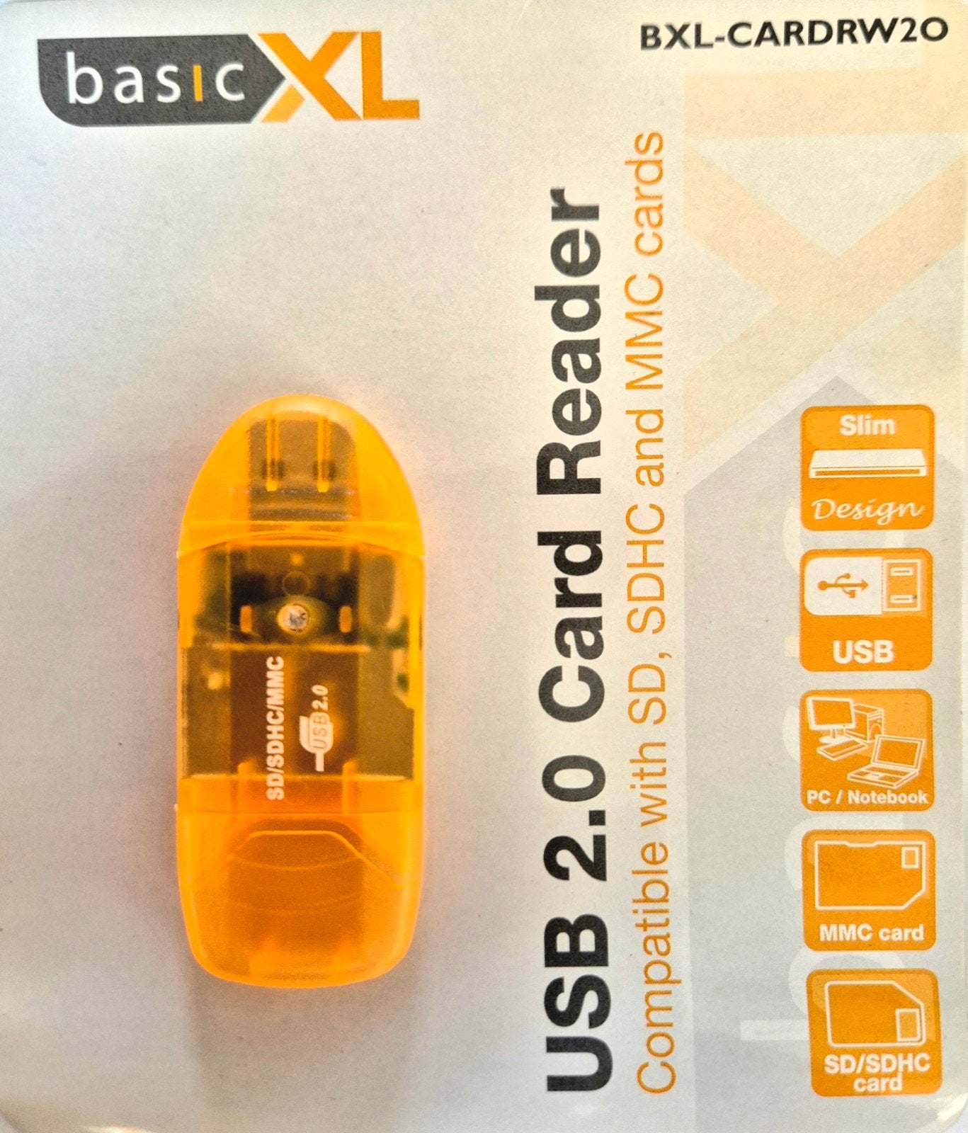 BasicXL USB 2.0 Kaartlezer voor SD, SDHC en MMC kaarten, Ophalen of Verzenden, Nieuw, BasicXL