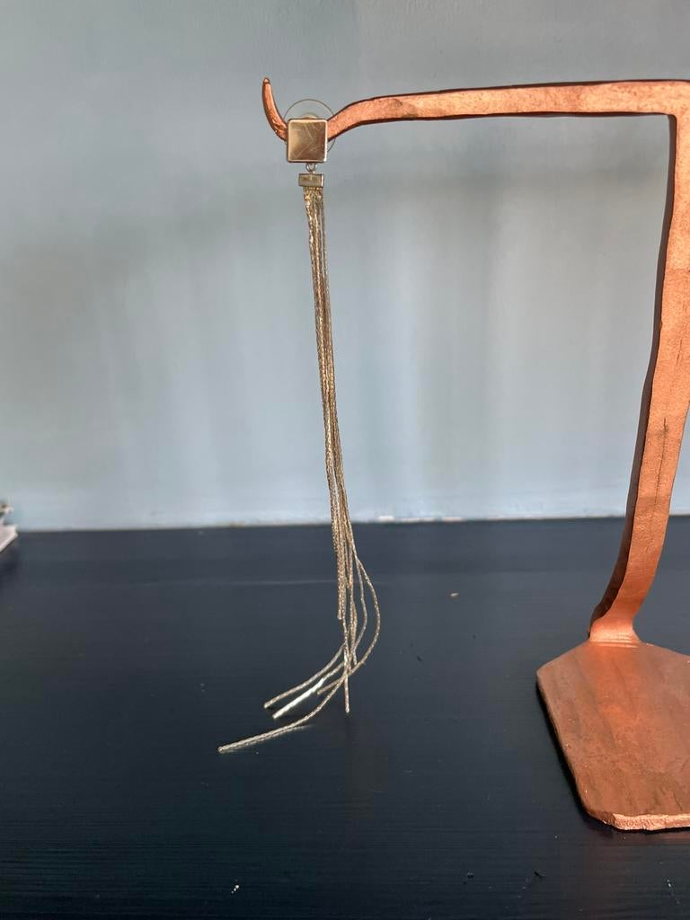 Lange zilverkleurige oorbellen, Ophalen of Verzenden, Zo goed als nieuw, Zilver, Overige materialen