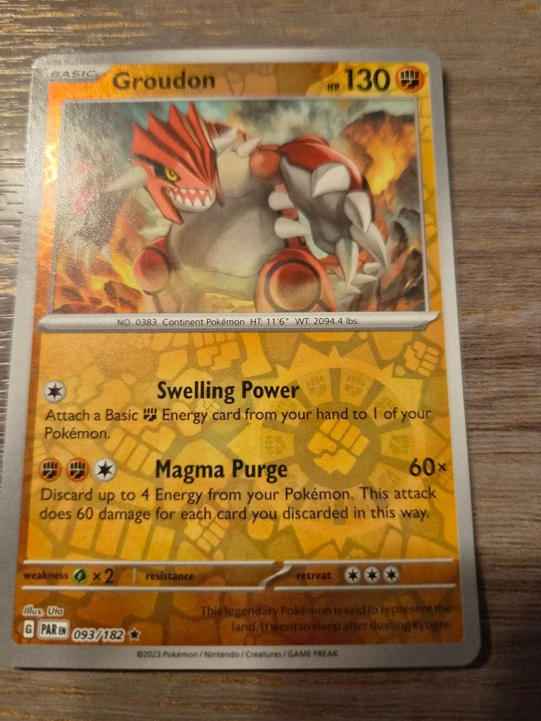 Pokémon Kaart Groudon 093/182 PAR, Ophalen of Verzenden, Zo goed als nieuw, Losse kaart, Foil