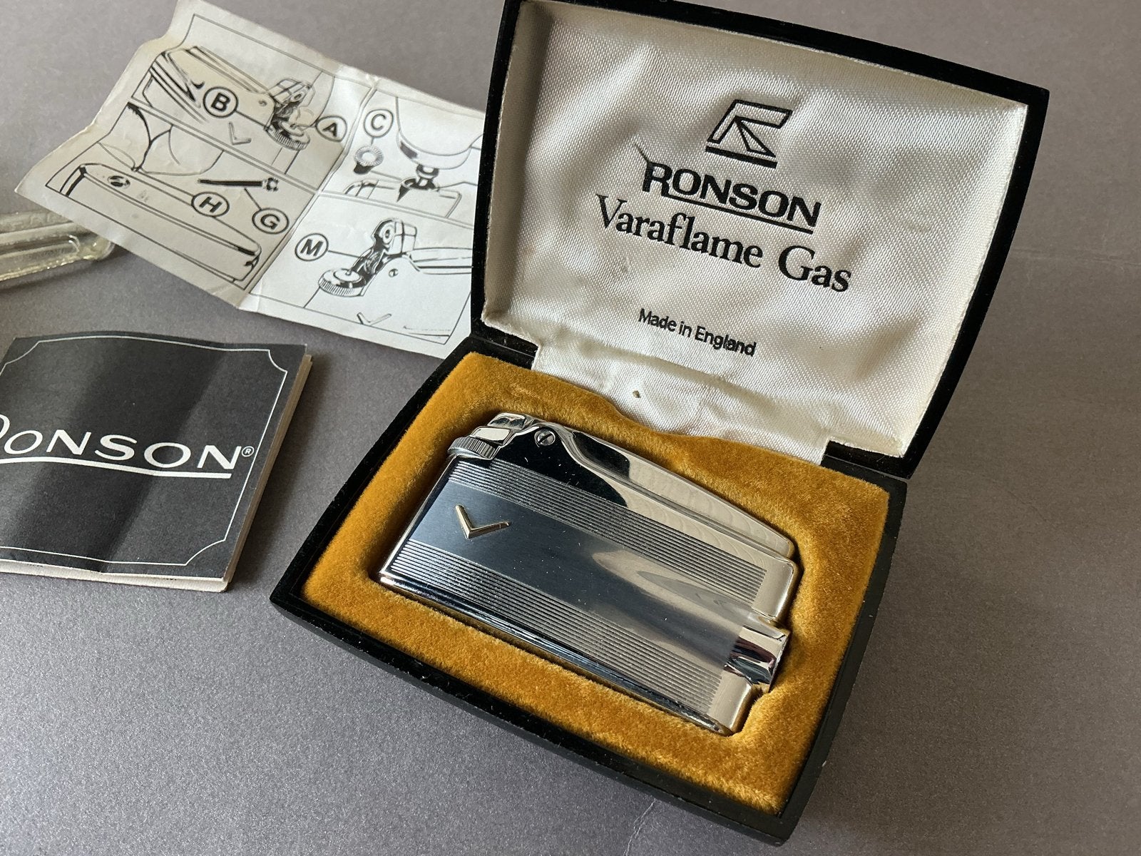 Vintage Ronson Varaflame Gas aansteker in originele doos, Verzenden, Zo goed als nieuw, Aansteker