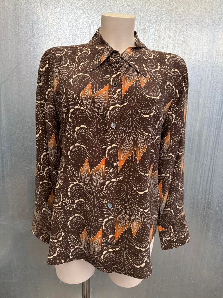 Equipment €425 zijde blouse L bruin silk Leona, Kleding | Dames, Blouses en Tunieken, Ophalen of Verzenden, Zo goed als nieuw
