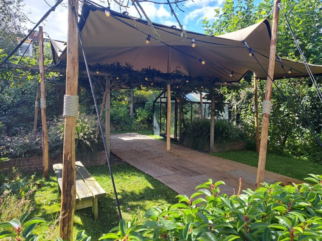 Complete stretchtent voor  50–60 personen, Verzenden, Zo goed als nieuw, Overige