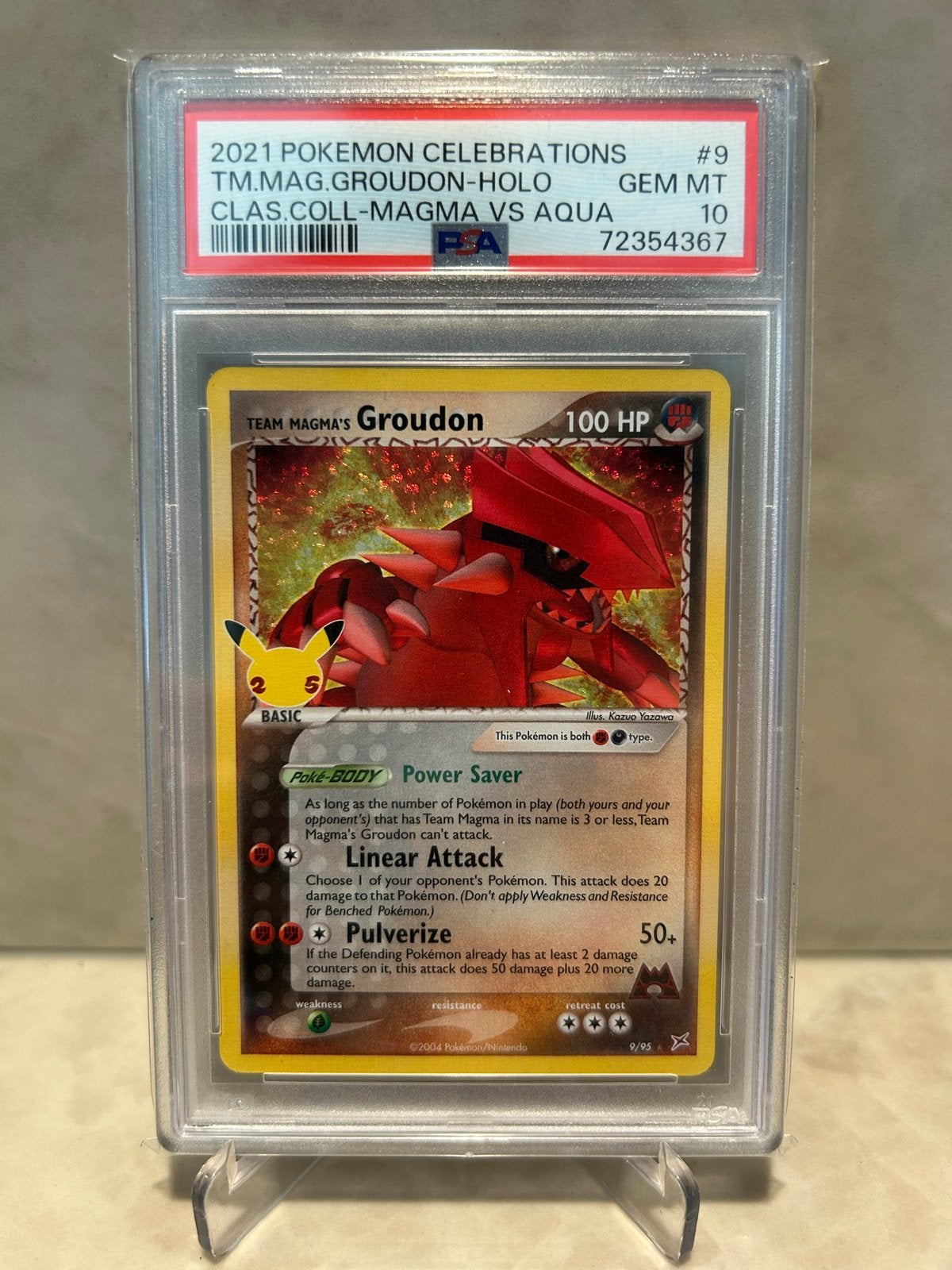 PSA 10 Team Magma's Groudon Holo 9 - 2021 Celebrations, Ophalen of Verzenden, Nieuw, Losse kaart, Foil