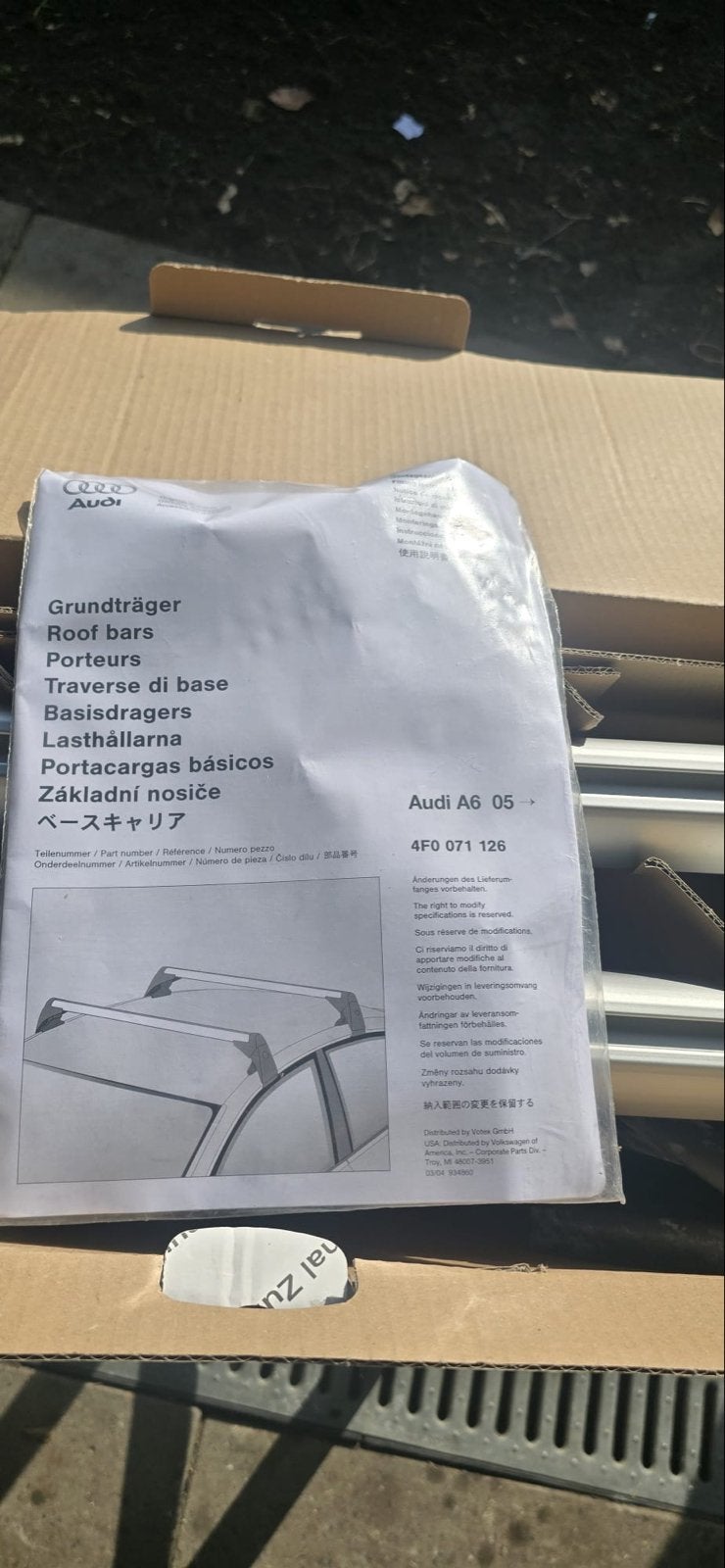 Nieuwe Audi A6 (05-) Dakdragers - Origineel in doos, Auto diversen, Dakdragers, Ophalen, Nieuw