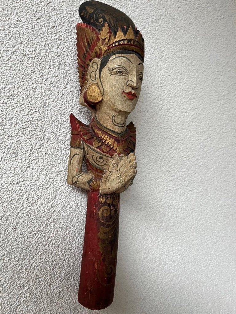 Rama Indonesisch houtsnijwerk hand wand pop beeld indonesie, Oosters, 33 cm, Hout, Meerkleurig