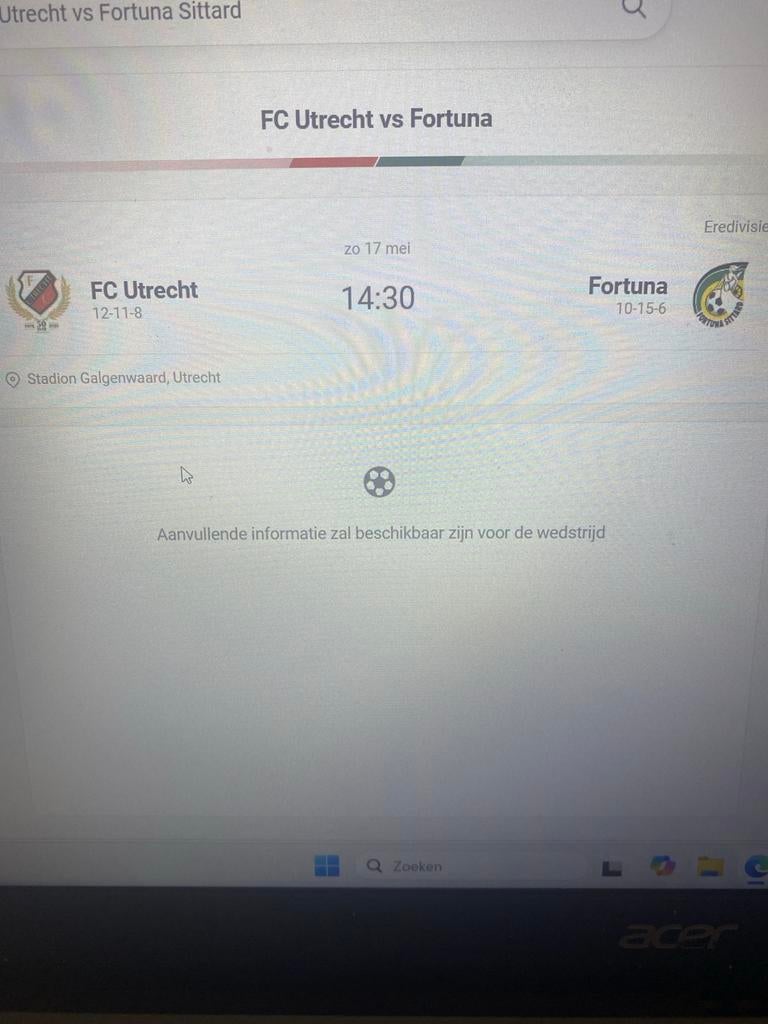 Een e-ticket voor de Bunnikside van fc Utrecht, Tickets en Kaartjes, Eén persoon, Mei