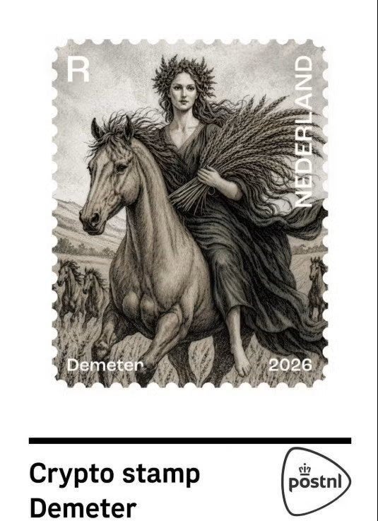 NL crypto zegel 5 - Demeter - zwart met NFT, Ophalen, Na 1940, Postfris