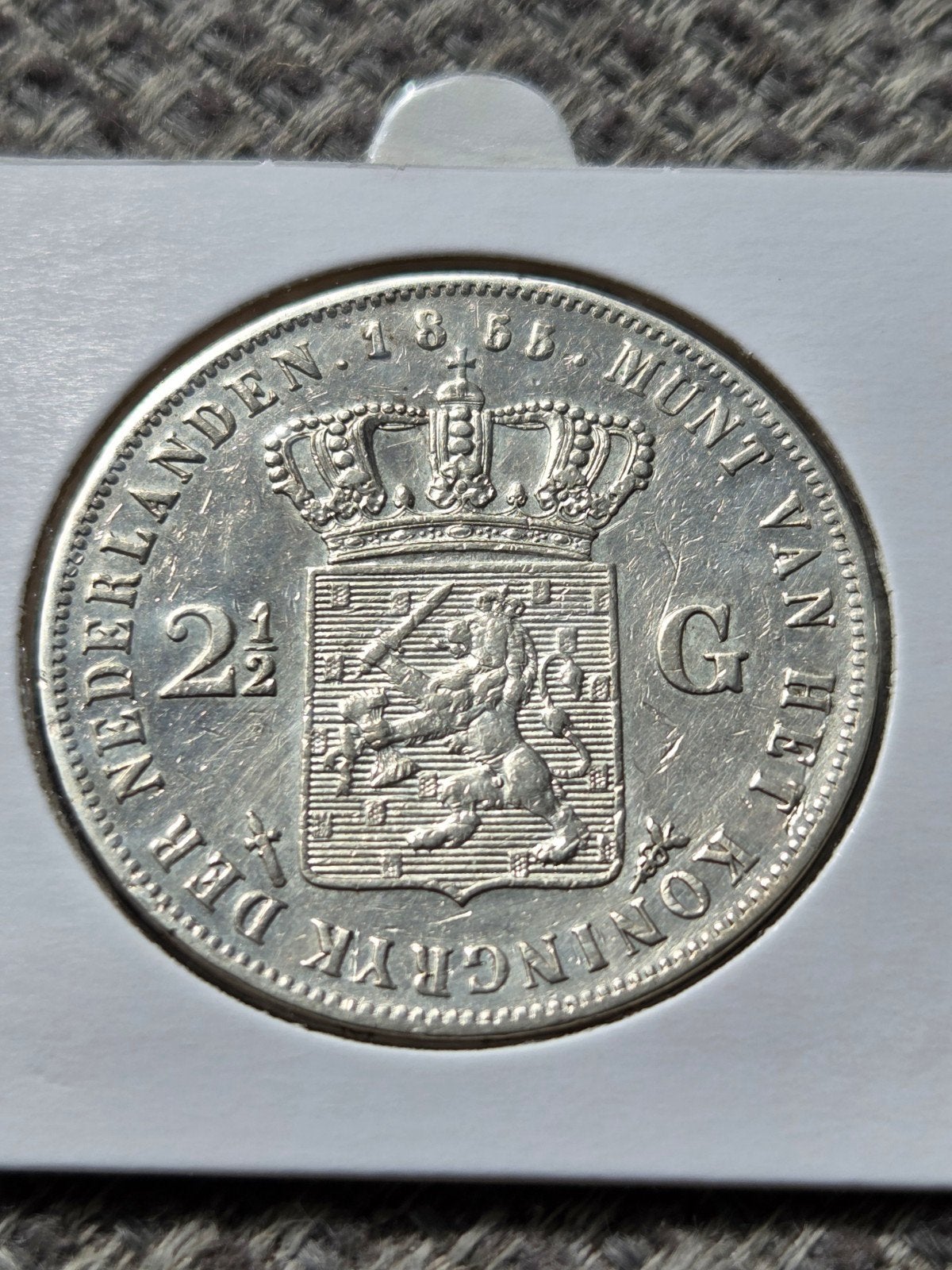 Rijksdaalder 1855, Postzegels en Munten, Ophalen of Verzenden, Koning Willem III, 2½ gulden
