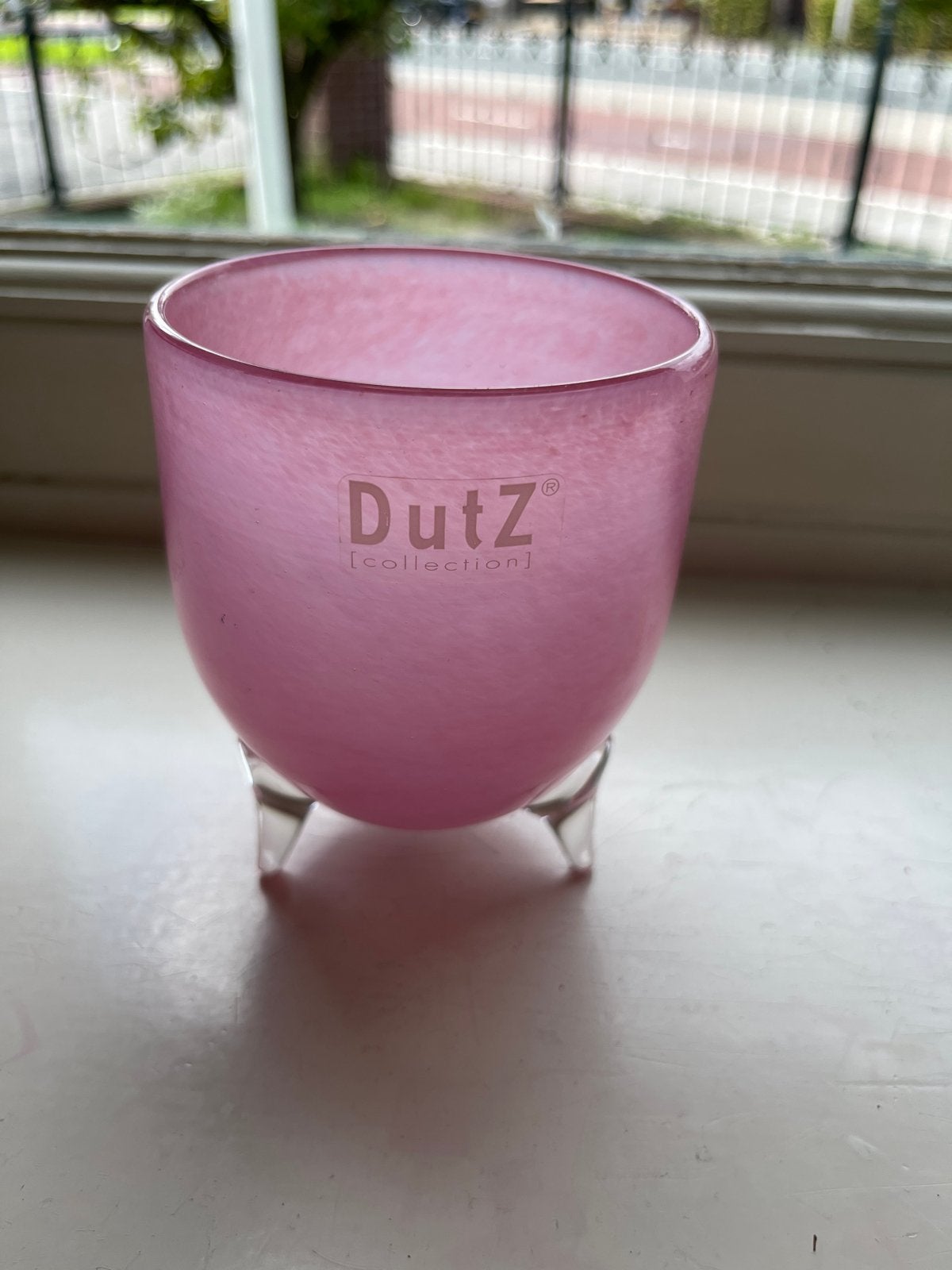Roze glazen vaasje/potje van DutZ Collection, Gebruikt, Roze, Ophalen of Verzenden, Modern