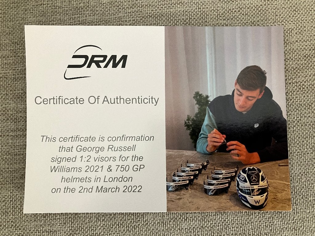 ✅ George Russell 1:2 helm 2021 Gesigneerd Williams Racing F1, Ophalen of Verzenden, Nieuw, Formule 1