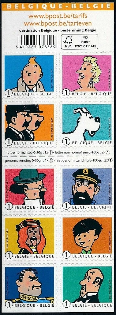 Belgie 2014 Kuifje figuren Hergé Tintin 10 zelfklevende MNH, Verzenden, Postfris