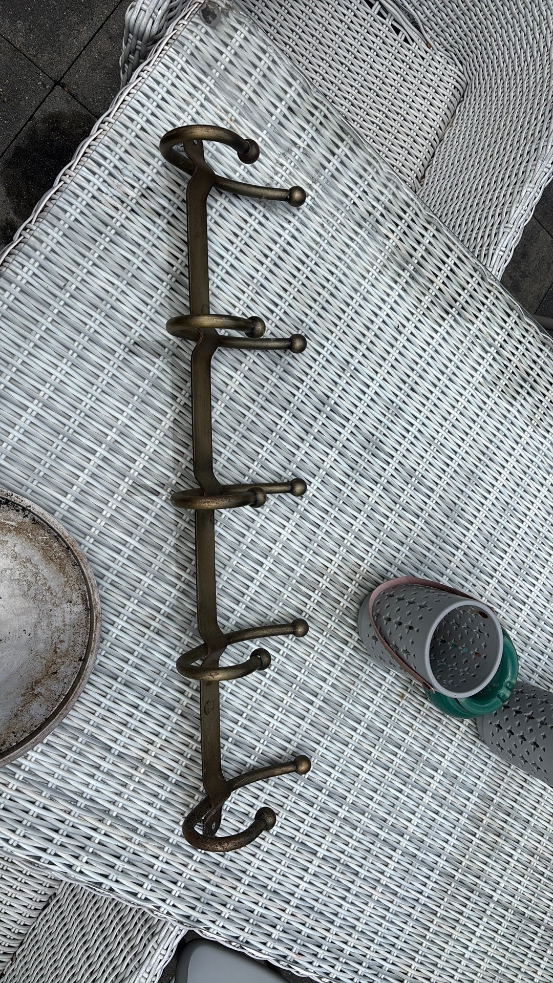 Vintage ijzeren wandkapstok met 5 haken, Huis en Inrichting, Woonaccessoires | Kapstokken, Gebruikt, Minder dan 100 cm, Metaal