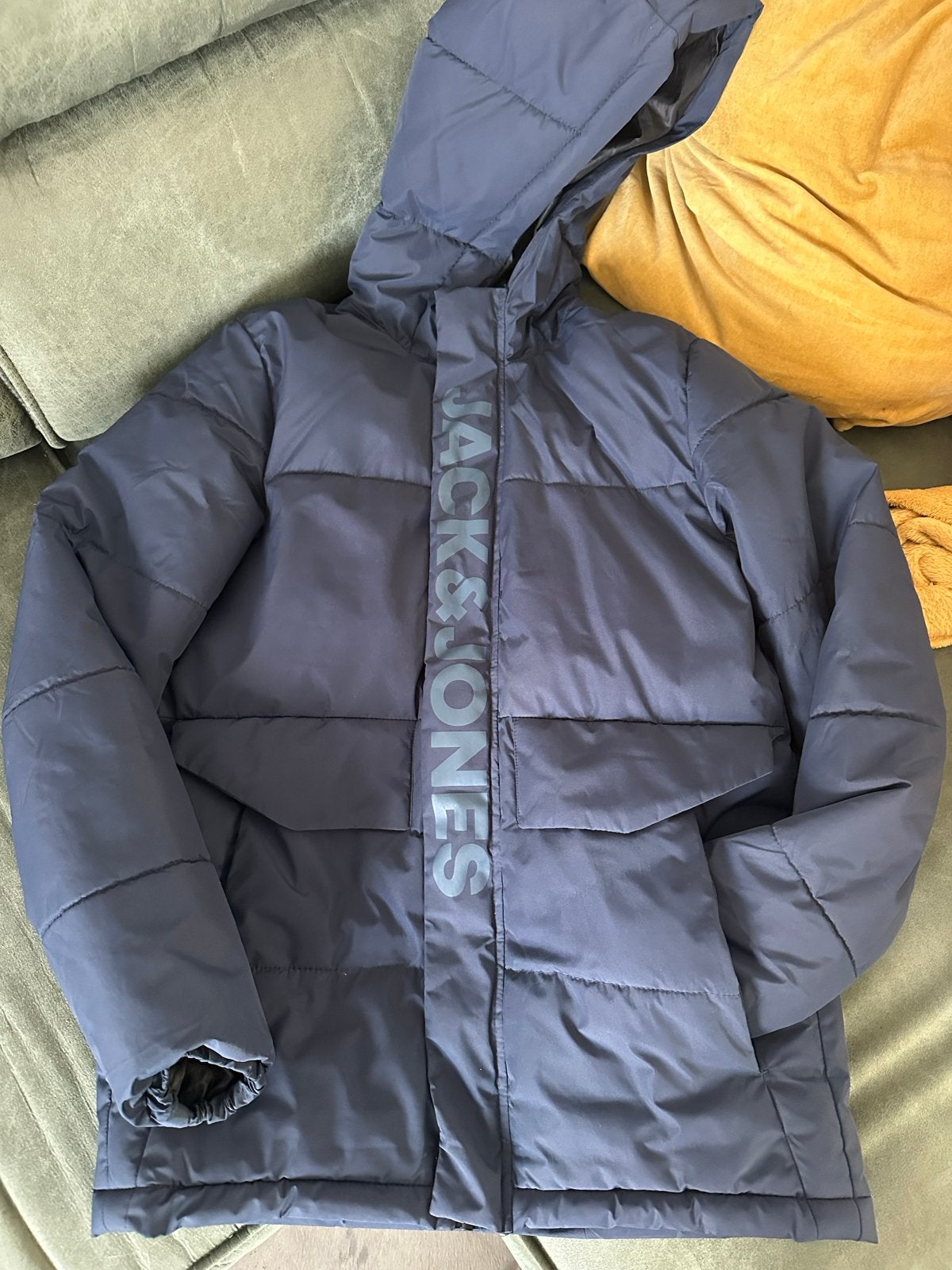 Jack & Jones winterjas maat 176, Ophalen, Zo goed als nieuw, Maat 46 (S) of kleiner, Blauw