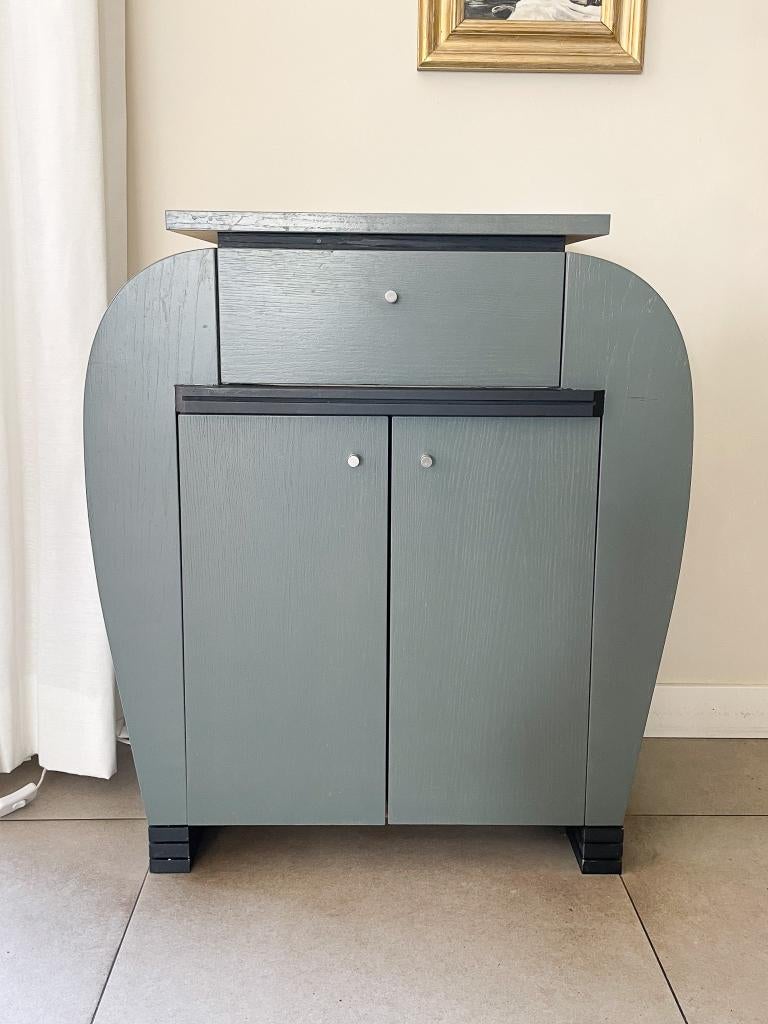 Handgemaakte Wandkast in Vintage Art Deco Stijl, Dressoir, Ophalen, Met deur(en), Eikenhout, Nieuw