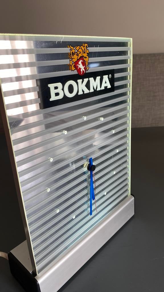 Vintage verlichte Bokma klok display, Ophalen of Verzenden, Zo goed als nieuw, Lichtbak of (neon) lamp
