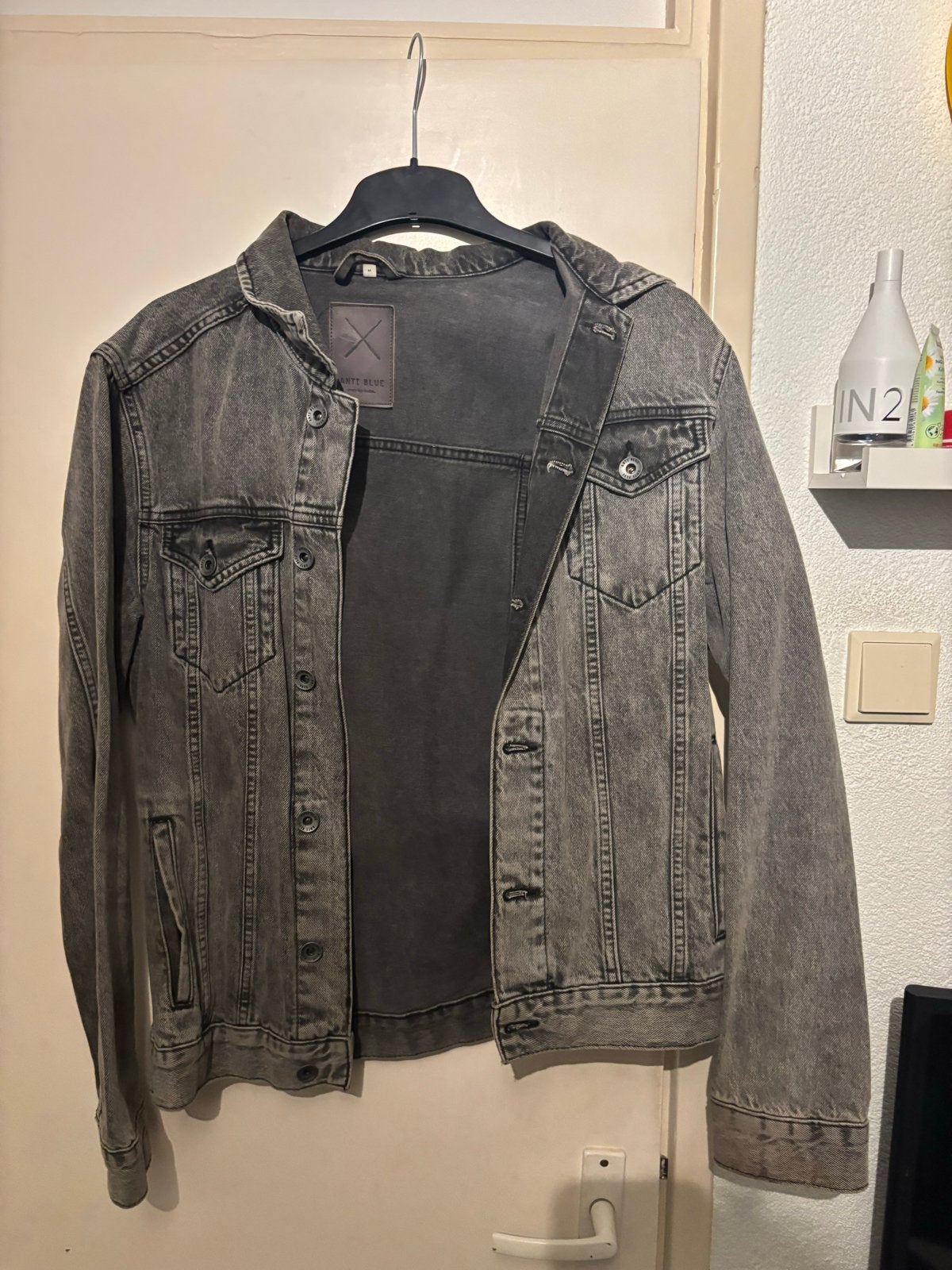 Stoere Spijkerjas voor Heren - Zwart/Grijs, Ophalen of Verzenden, Gedragen, Maat 48/50 (M), Zwart