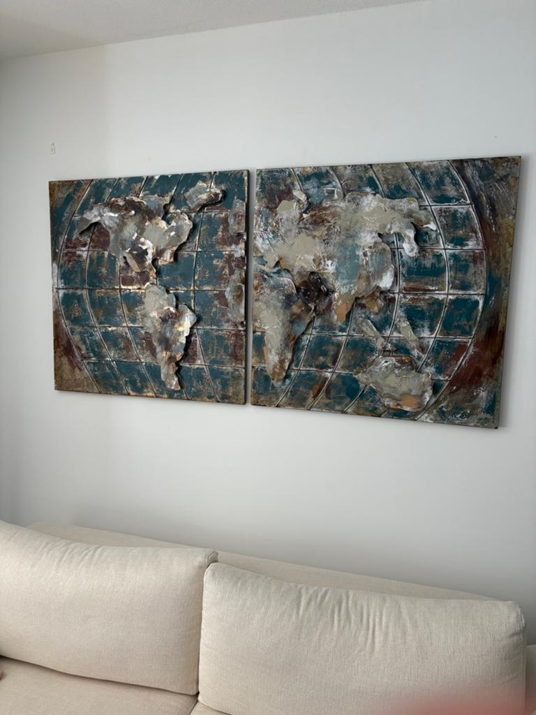 Wereld Kaart, Antiek en Kunst, Ophalen of Verzenden