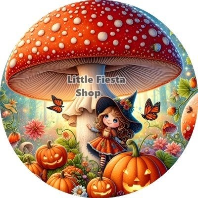 lf09 icing frosting paddestoel heksje 20cm eetbare taart top, Ophalen of Verzenden, Nieuw, Taarten, Versiering