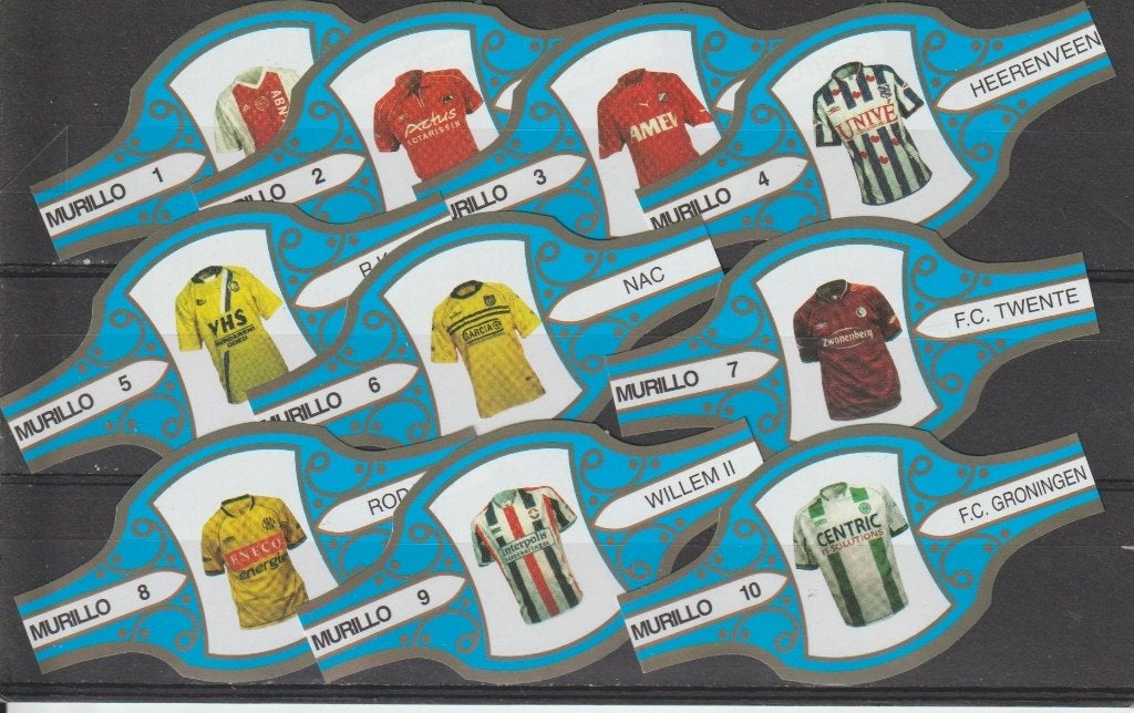 reeks 113  voetbal shirts 1-10  sigarenbanden, Verzamelen, Rookartikelen, Aanstekers en Luciferdoosjes, Ophalen of Verzenden, Zo goed als nieuw