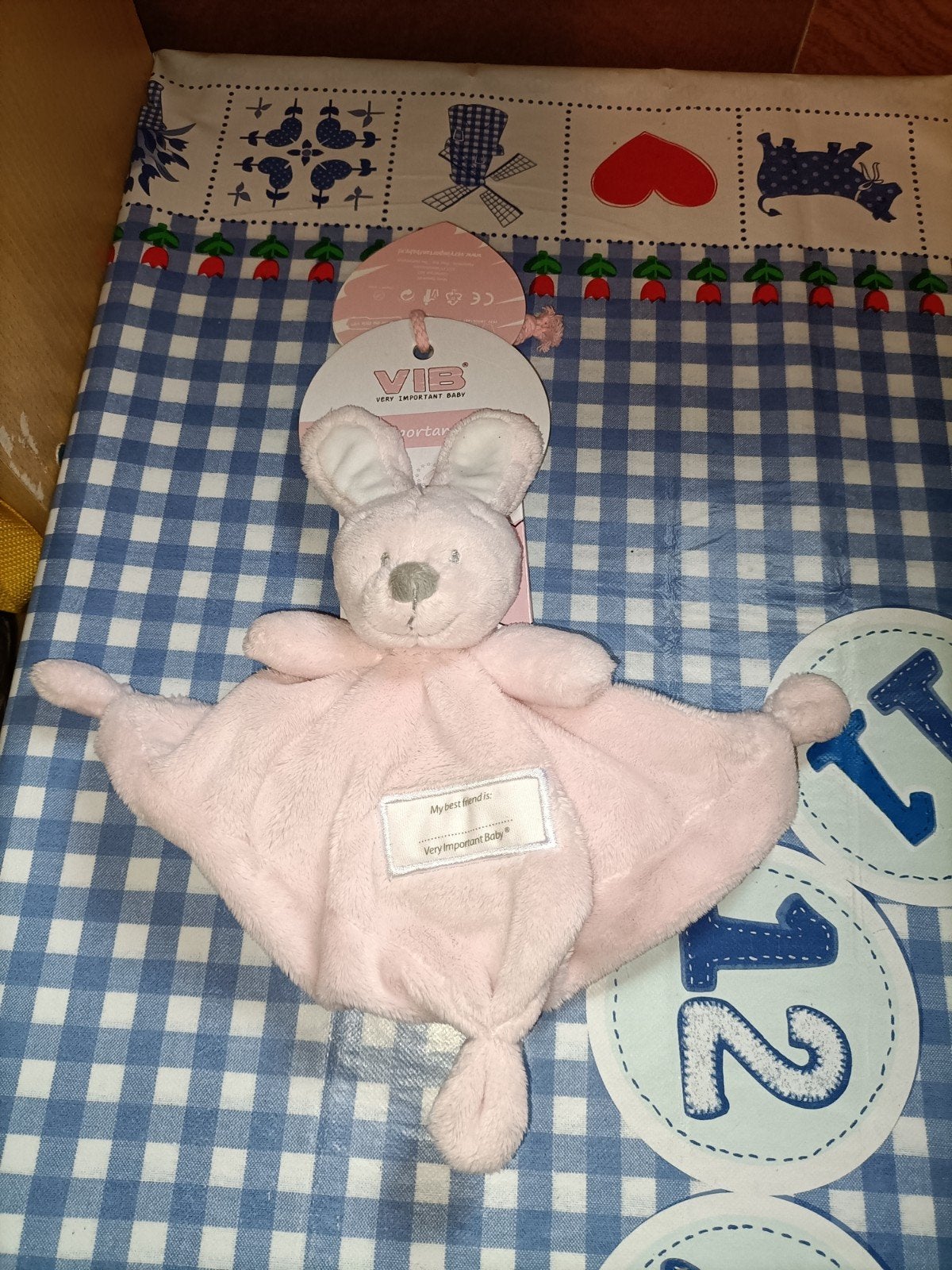 Roze konijn Knuffeldoekje VIB NIEUW, Ophalen of Verzenden, Zo goed als nieuw, Konijn