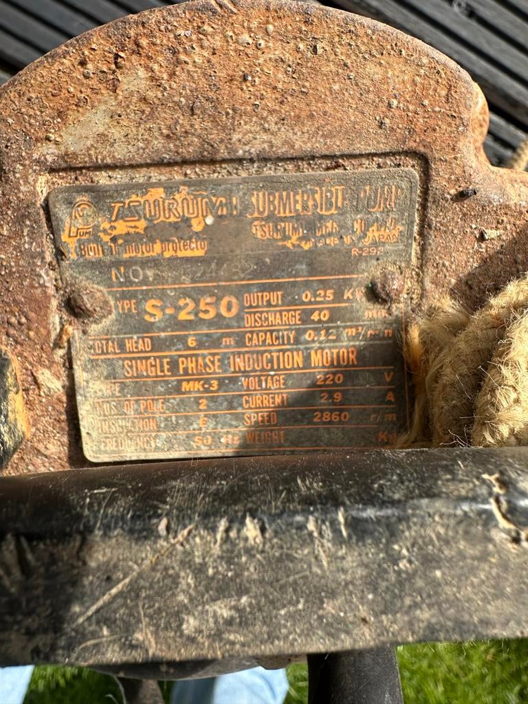 Industriële Dompelpomp Tsurumi S-250 - 0.25 kW, Tuin en Terras, Waterpompen, Ophalen, Gebruikt, Elektrisch, Dompelpomp