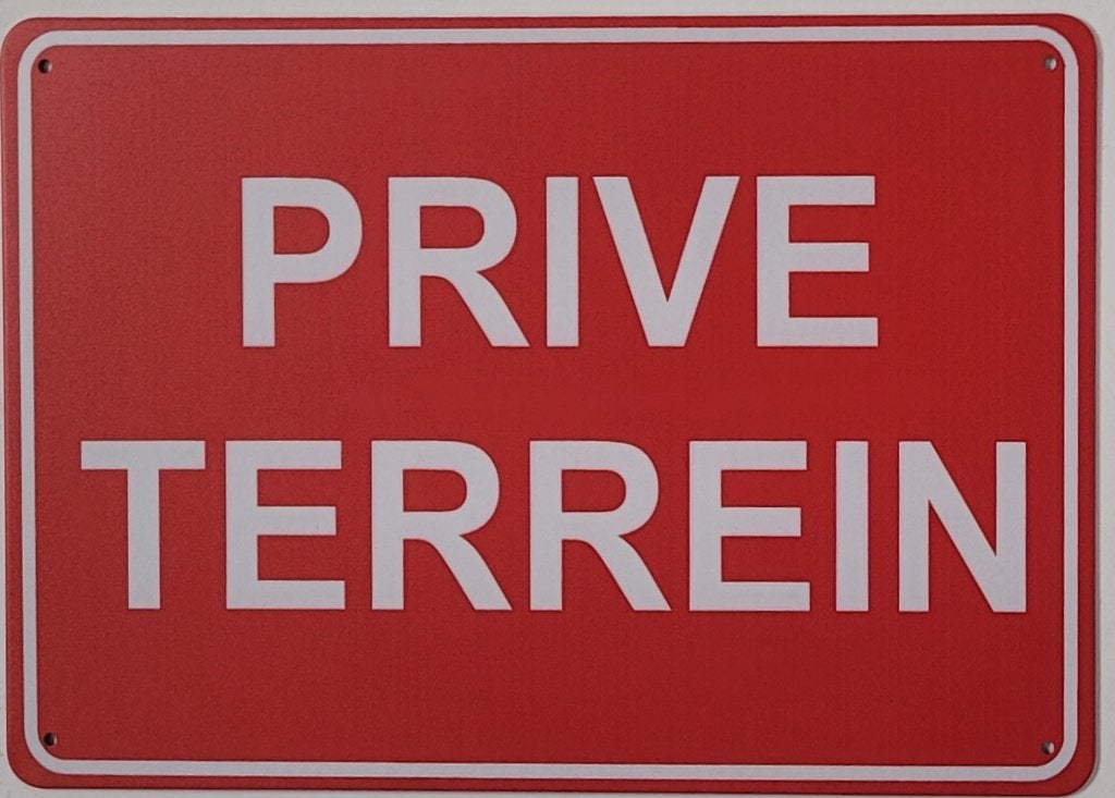 Prive Terrein Rood reclamebord van metaal wandbord deco, Ophalen of Verzenden, Deco Noord, Info@deconoord.nl, Monetpassage 19 Emmen