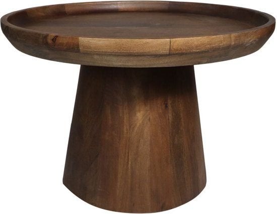HSM Collection Ronde Bijzettafel Drum - Bruin Mango Hout, Ophalen, 50 tot 100 cm, Rond, Nieuw