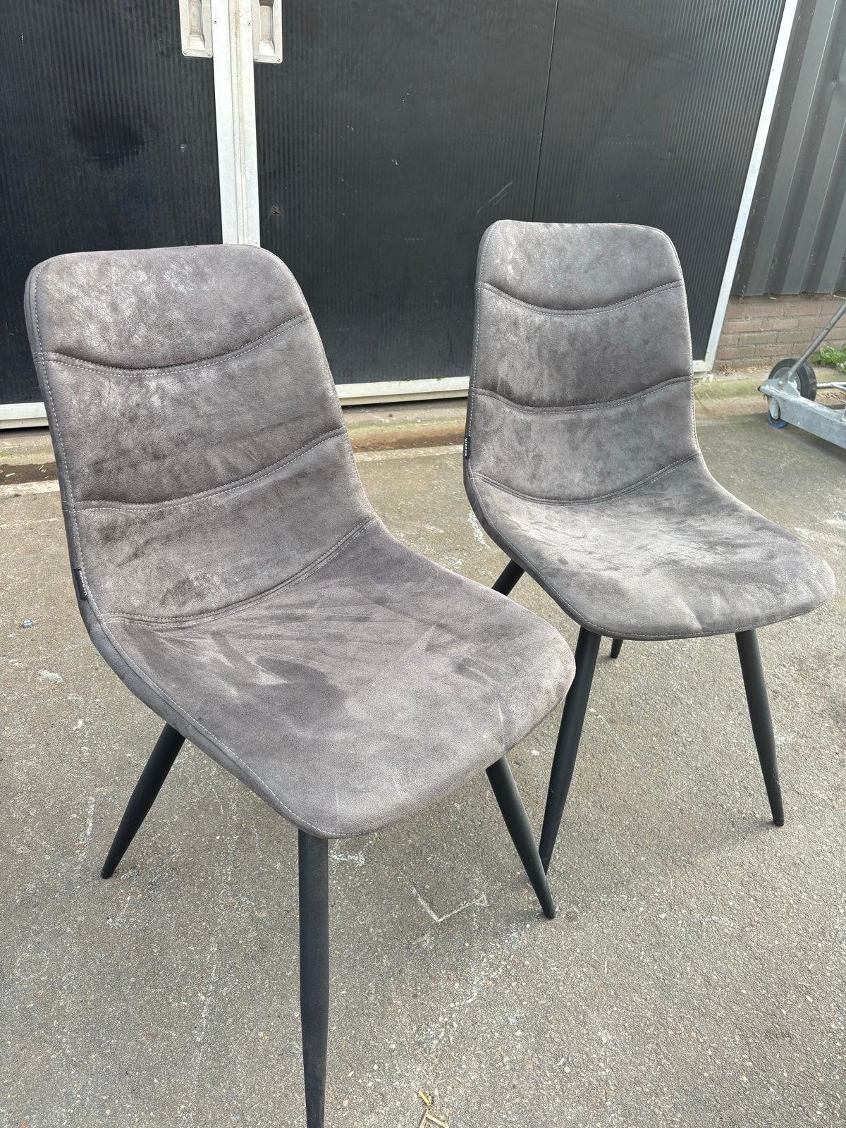 Set van 2 grijze eetkamerstoelen, Ophalen, Gebruikt, Twee, Stof
