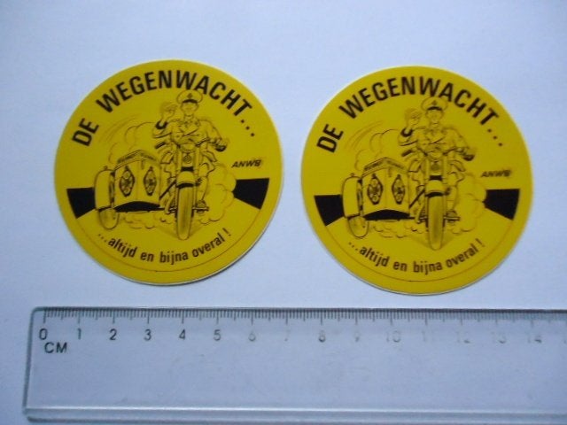 sticker oud ANWB WEGENWACHT origineel auto motor strip 2x, Verzenden, Zo goed als nieuw, Bedrijf of Vereniging