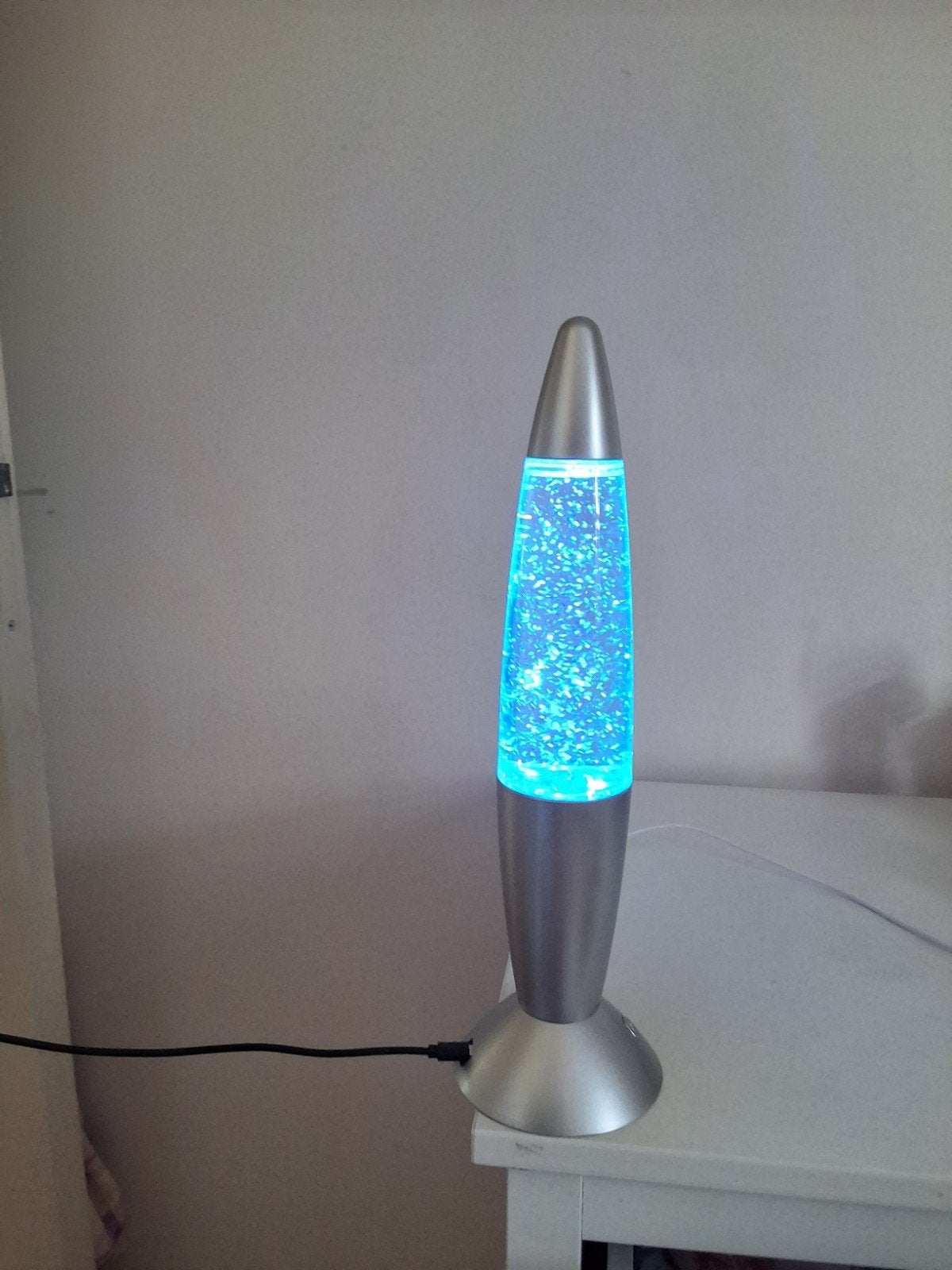 Glitter Lavalamp met Kleurverandering, Ophalen, Zo goed als nieuw, Zilver, Metaal