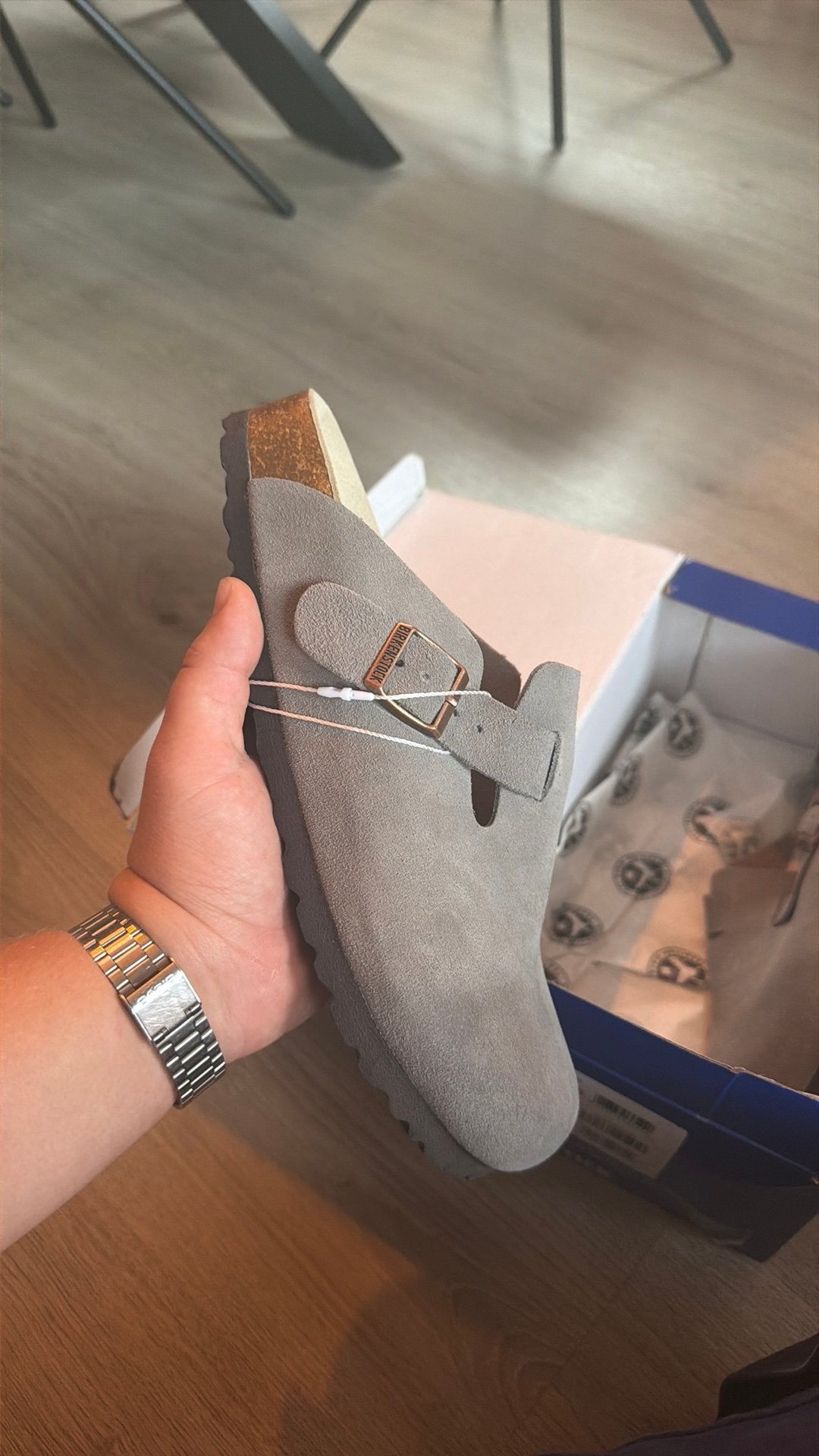 Birkenstock boston smoke grey maat 40, Ophalen of Verzenden, Zo goed als nieuw, Grijs